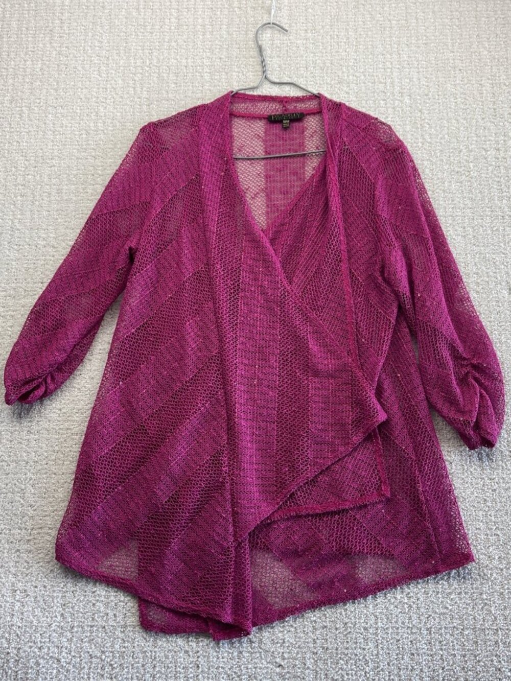Picadilly Open Front Asymmetric Cardigan Sweater Sz M Coastal Boho Festival